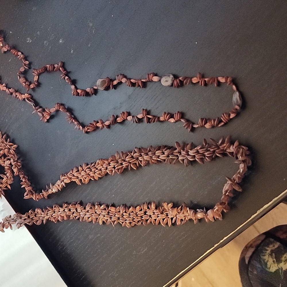 Vintage Set of Two Seed and Wood Bead Necklaces